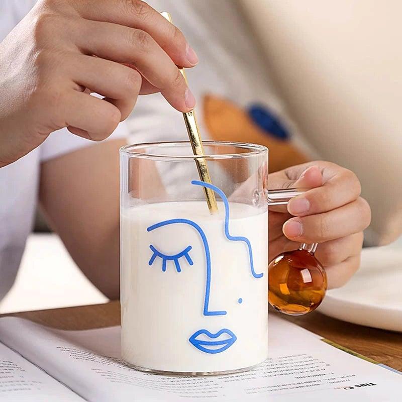280/ 400ml Abstract Face Glass Mug - Ohøj Design