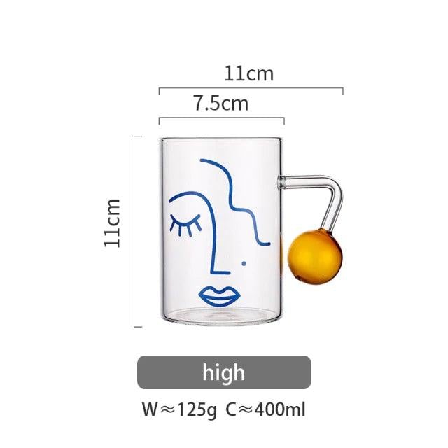 280/ 400ml Abstract Face Glass Mug - Ohøj Design