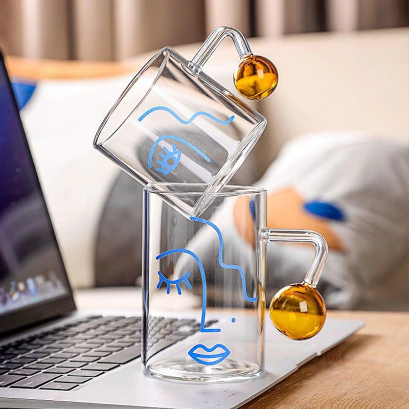 280/ 400ml Abstract Face Glass Mug - Ohøj Design