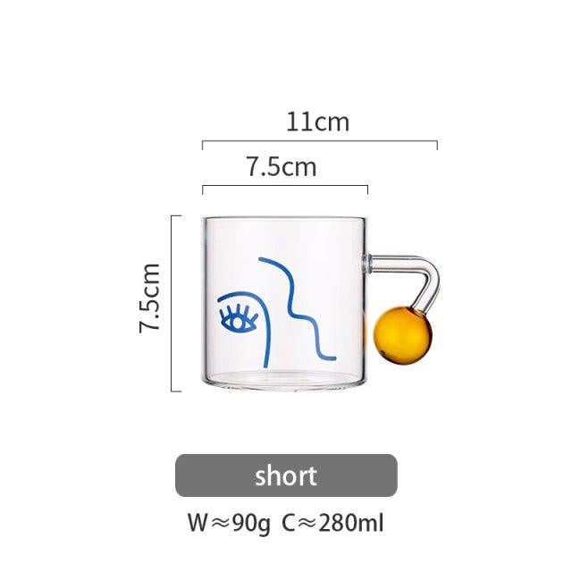 280/ 400ml Abstract Face Glass Mug - Ohøj Design