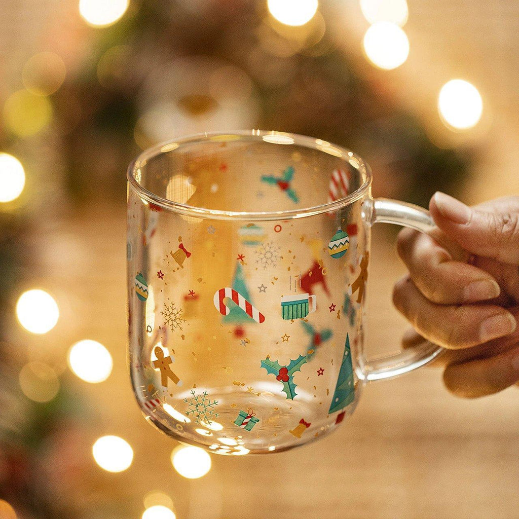 Creative Christmas Glass Mug With Handle (450ml) - Ohøj Design