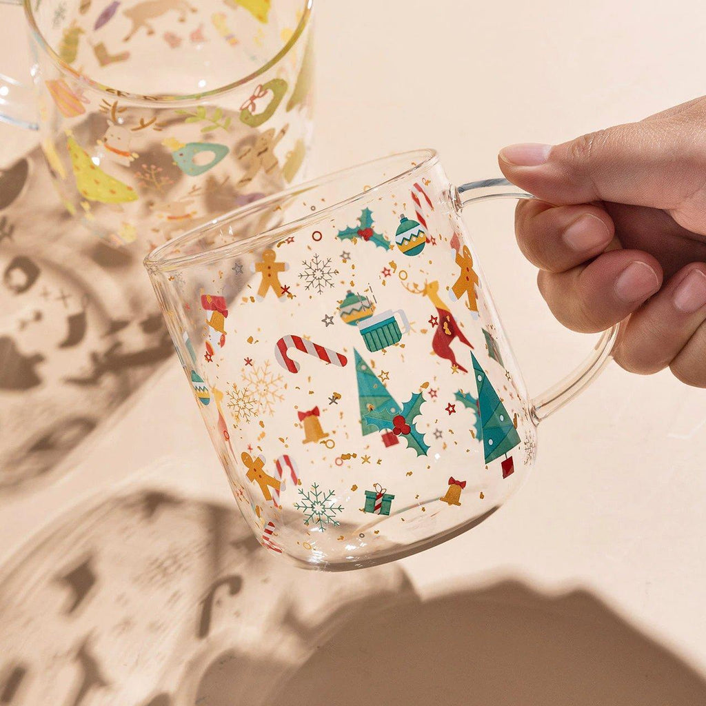 Creative Christmas Glass Mug With Handle (450ml) - Ohøj Design