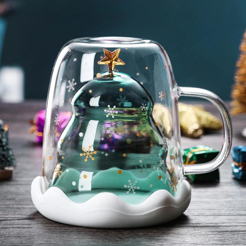 Inverted Christmas Tree Double Glass Mug (300ml) - Ohøj Design