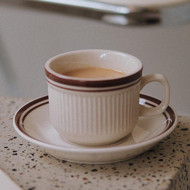 Morning Porcelain Coffee Cup with Saucer Vintage Design - Ohøj Design