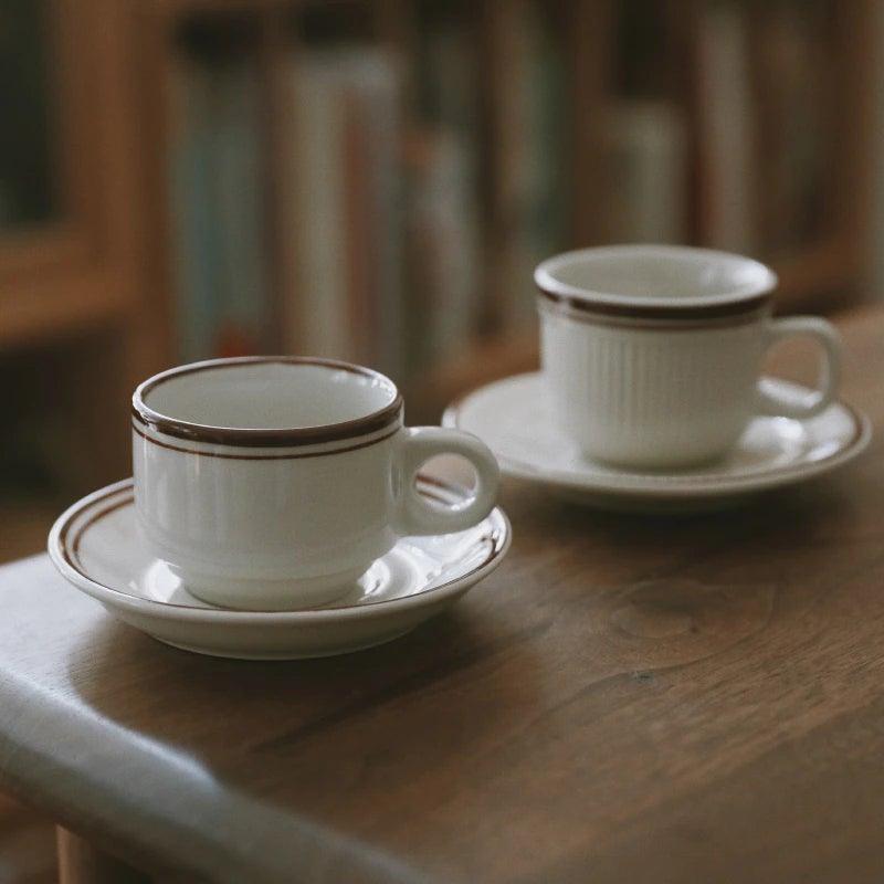 Morning Porcelain Coffee Cup with Saucer Vintage Design - Ohøj Design