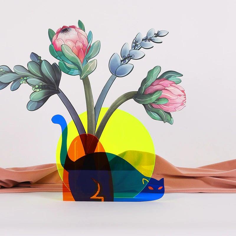 Nordic Sunset Cat Acrylic Vase - Ohøj Design